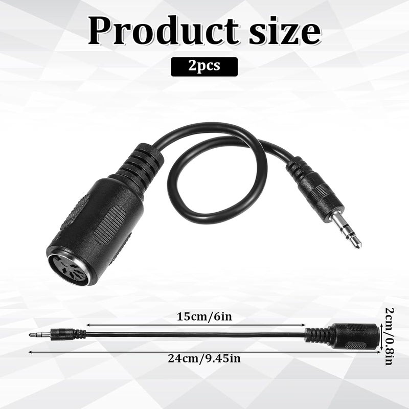Eldraqth 2 Pack of Type-A MIDI to 3.5mm Adapter, 14" MIDI Female to TRS 3.5mm Male Breakout Cable Audio Converter BMIDI-5-35 Type A TRS Male 5-pin DIN Cable Ultra-Small Plugs for Keyboards Synths DAWs - Image 2